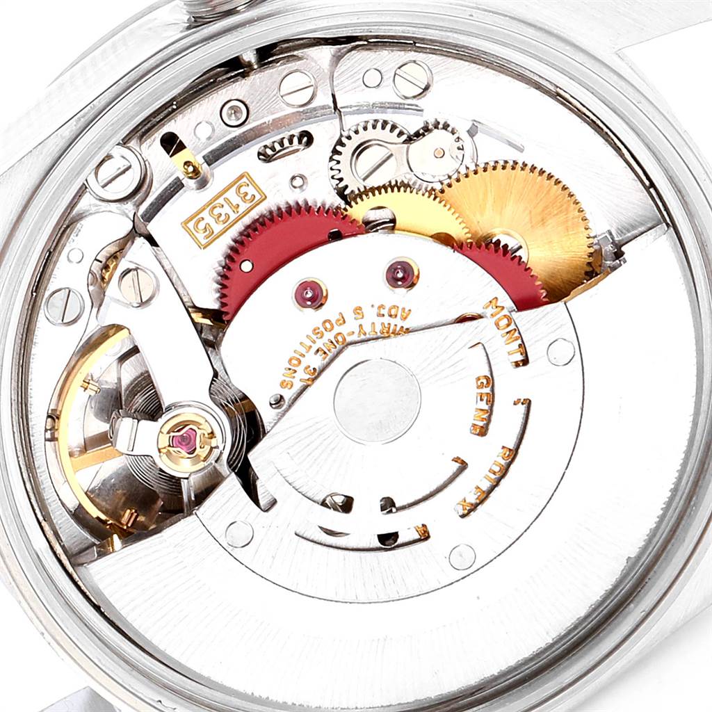 The image shows the intricate internal mechanism of a Rolex Date 15200 Men's Stainless Steel Silver Dial 15200 Men's Stainless Steel Silver Dial model watch, viewed from the back.