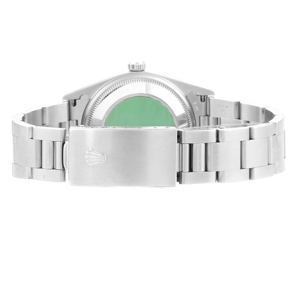 The image shows the back and bracelet of a Rolex Date 15200 Men's Stainless Steel Blue Dial 15200 Men's Stainless Steel Blue Dial model watch from a rear angle.