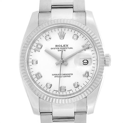 Photo of Rolex Date 36 Steel White Gold Diamond Dial Steel Mens Watch 115234