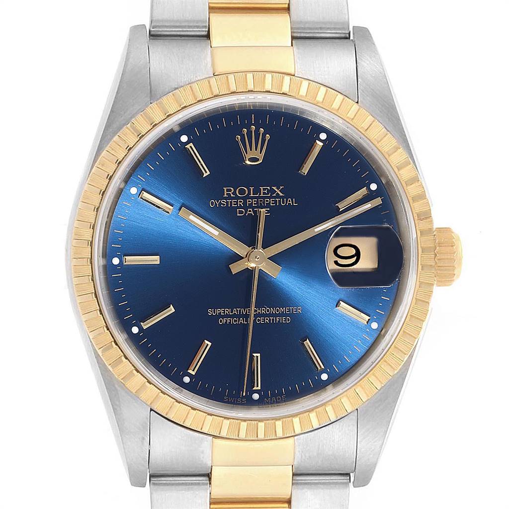 Rolex Mens Steel Yellow Gold Blue Dial Mens Watch 15223 | SwissWatchExpo