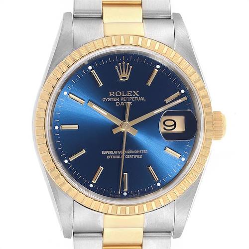 Photo of Rolex Mens Steel Yellow Gold Blue Dial Mens Watch 15223