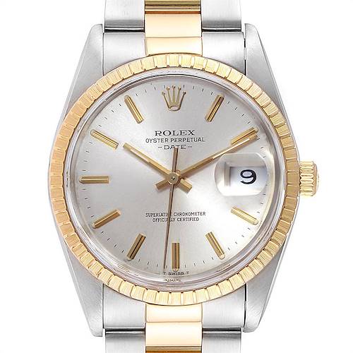 Photo of Rolex Date Mens Steel 18k Yellow Gold Silver Dial Mens Watch 15223