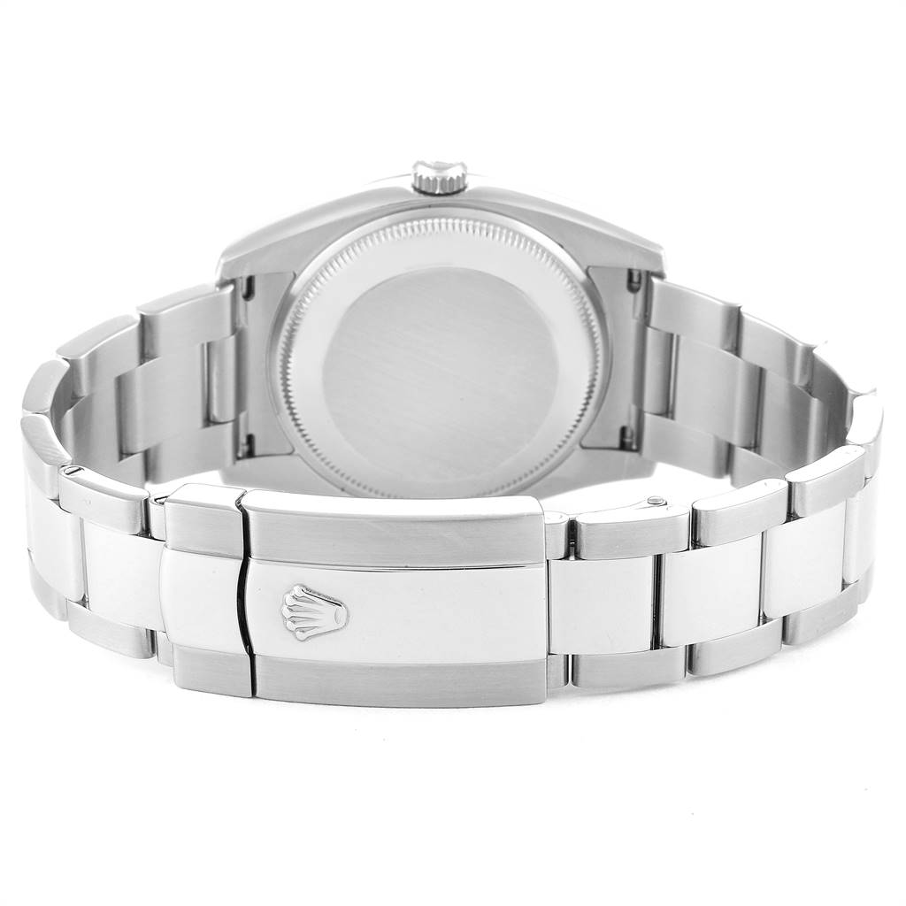 The image shows the back and bracelet clasp of a Rolex Date 115200 Men's Stainless Steel Black Dial 115200 Men's Stainless Steel Black Dial model watch.