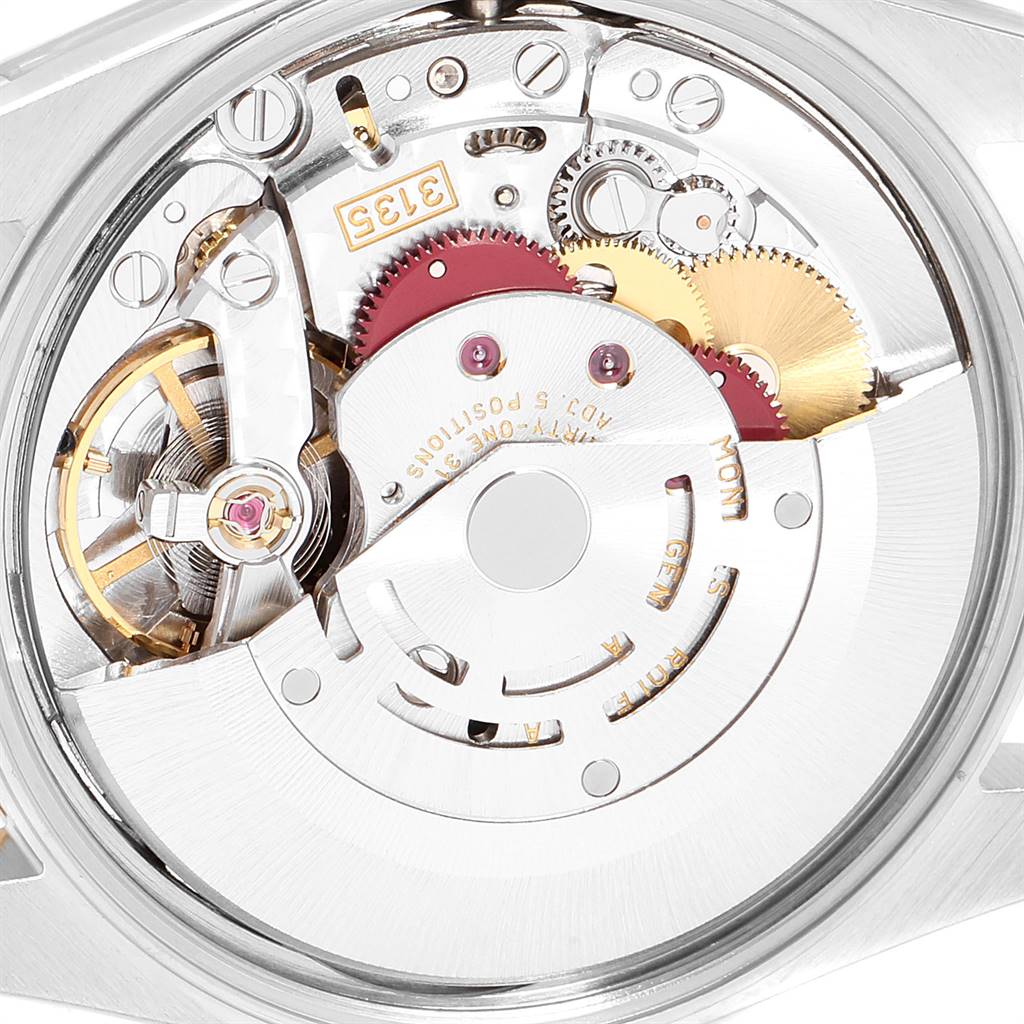 This image shows the movement mechanism of a Rolex Date 15203 Men's Steel and Gold (two tone) White Dial 15203 Men's Steel and Gold (two tone) White Dial model, viewed from the back.
