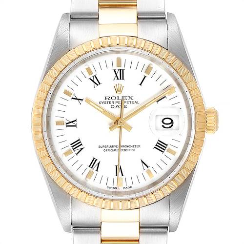 Photo of Rolex Date Mens Steel Yellow Gold White Dial Mens Watch 15223 Box Papers