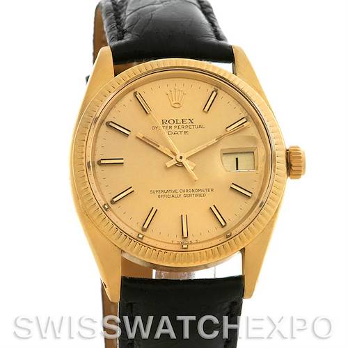 Photo of Rolex Date 1503 Mens 14k Yellow Gold Watch Year 1979