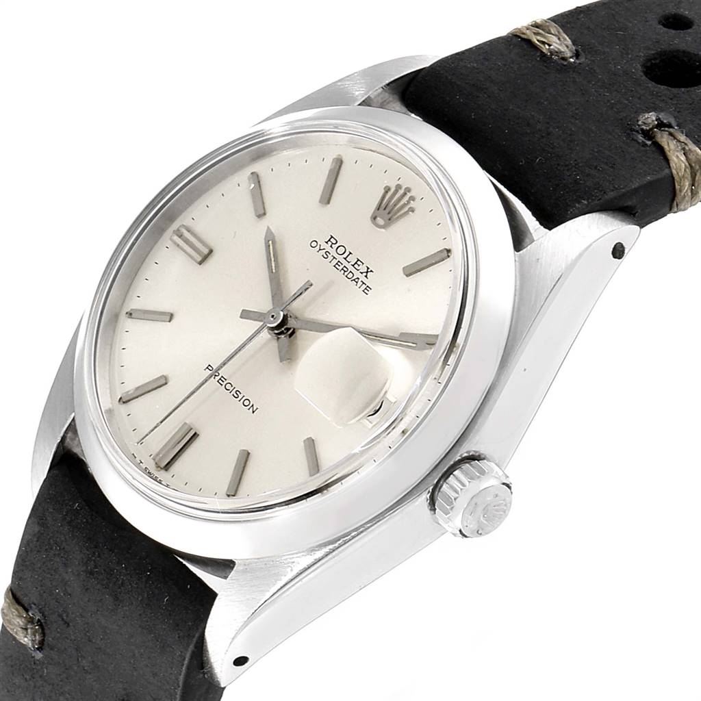 The image shows the face, bezel, case, and crown of a Rolex Date 6694 Men's Stainless Steel Silver Dial 6694 Men's Stainless Steel Silver Dial model watch from a three-quarter angle.