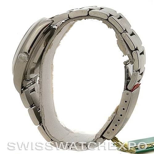 This image shows a side view of the case and bracelet of a Rolex Date 15200 Men's Stainless Steel Silver Dial 15200 Men's Stainless Steel Silver Dial model watch.