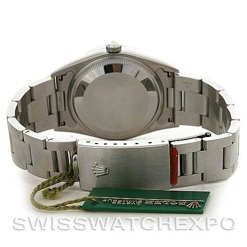 This image shows the back and bracelet of a Rolex Date 15200 Men's Stainless Steel Silver Dial 15200 Men's Stainless Steel Silver Dial watch, highlighting the clasp and case back at a perpendicular angle.