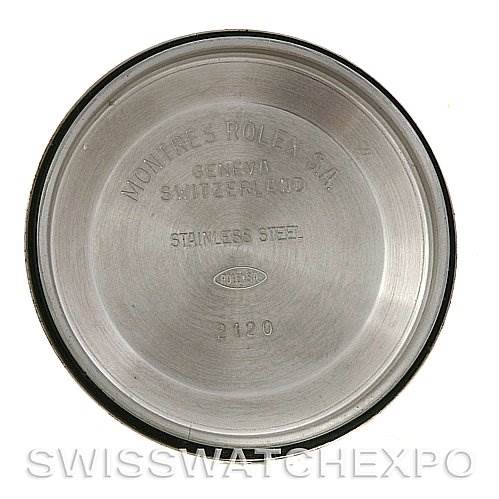 The image shows the inside case back of a Rolex Date 15223 Men's Steel and Gold (two tone) Blue Dial 15223 Men's Steel and Gold (two tone) Blue Dial model watch, displaying its engravings and stainless steel material.