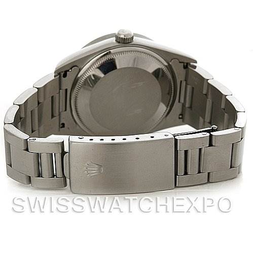 This image shows the back and bracelet, including the clasp, of a Rolex Date 15210 Men's Stainless Steel White Dial 15210 Men's Stainless Steel White Dial model watch.