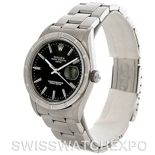 Rolex Date Mens Steel Black Index Dial Watch 15210 SwissWatchExpo