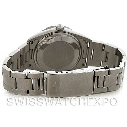 This image shows the back case and clasp of a Rolex Date 15210 Men's Stainless Steel Black Dial 15210 Men's Stainless Steel Black Dial watch.