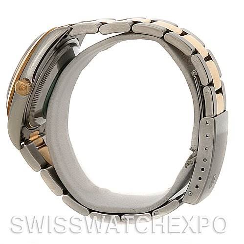 This image shows a side view of the bracelet and case of a Rolex Date 15203 Men's Steel and Gold (two tone) White Dial 15203 Men's Steel and Gold (two tone) White Dial model watch.