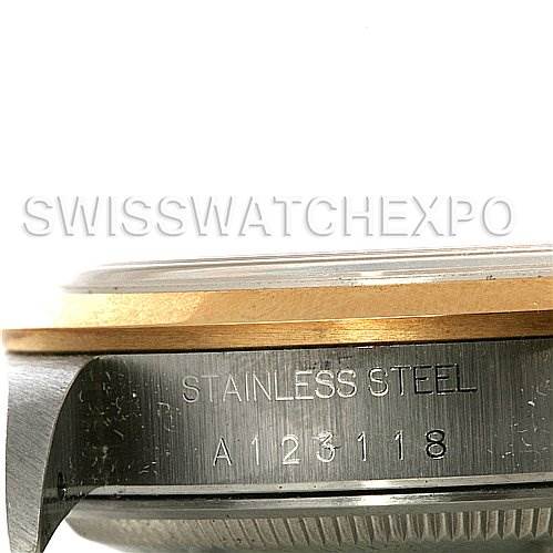 This image shows a side view of the Rolex Date 15203 Men's Steel and Gold (two tone) White Dial 15203 Men's Steel and Gold (two tone) White Dial model watch, focusing on the stainless steel case and part of the bezel.