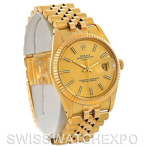 Vintage Rolex Date 15037 Mens 14k Yellow Gold Watch SwissWatchExpo