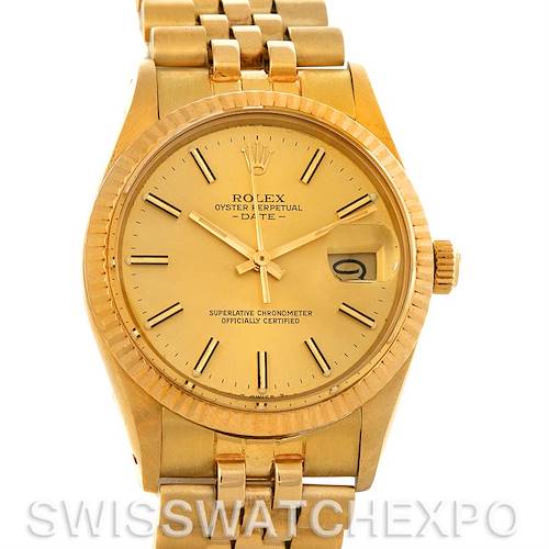 Photo of Vintage Rolex Date 15037 Mens 14k Yellow Gold Watch