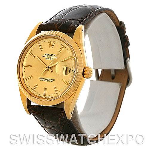 Vintage Rolex Date 15037 Mens 14k Yellow Gold Watch SwissWatchExpo