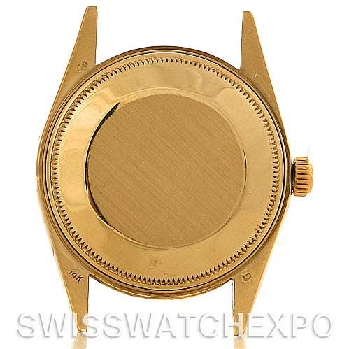 The image shows the back case and lugs of a Rolex Date 15037 Men's Yellow Gold Champagne Dial 15037 Men's Yellow Gold Champagne Dial model watch.