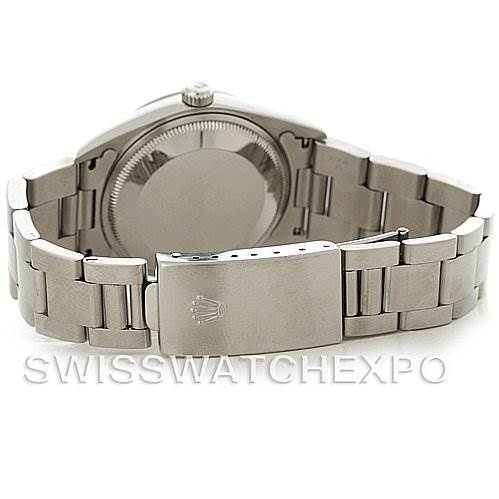 This image shows the back view of the Rolex Date 15200 Men's Stainless Steel White Dial 15200 Men's Stainless Steel White Dial model watch, highlighting its clasp and bracelet.