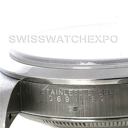 The image shows a close-up side view of the case and serial number area of a Rolex Date 15200 Men's Stainless Steel White Dial 15200 Men's Stainless Steel White Dial model watch.