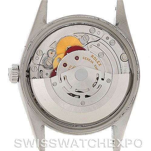 This image shows the Rolex Date 15200 Men's Stainless Steel White Dial 15200 Men's Stainless Steel White Dial model watch from a rear angle, displaying its movement and internal components.