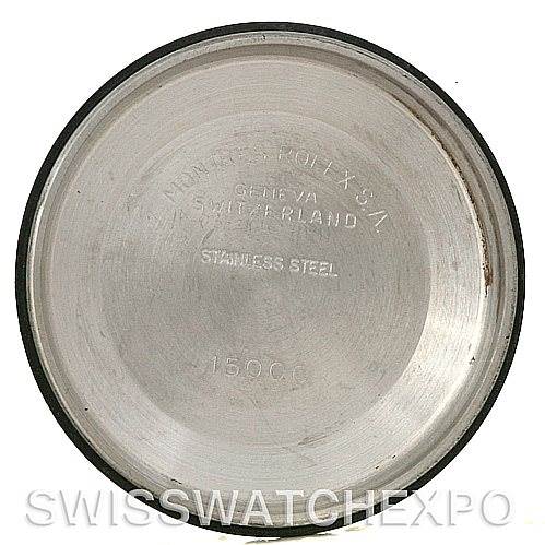 This is an inside view of the case back for a Rolex Date 15053 Men's Stainless Steel Champagne Dial 15053 Men's Stainless Steel Champagne Dial model watch, showing engravings and part numbers.