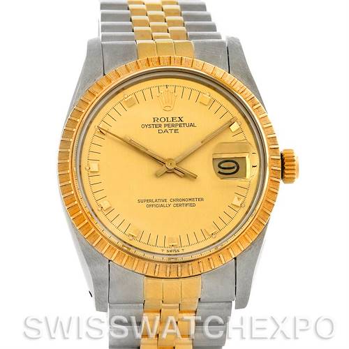 Photo of Rolex Date Mens Steel 18k Gold Watch 15053