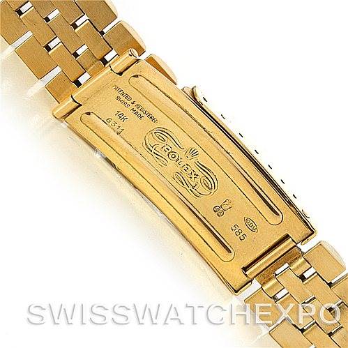 The image shows a close-up of the clasp on the band of a Rolex Date 1503 Men's Yellow Gold Silver Dial 1503 Men's Yellow Gold Silver Dial model watch.