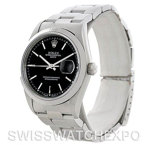 Rolex Date Mens Steel Black Dial Watch 15200 SwissWatchExpo