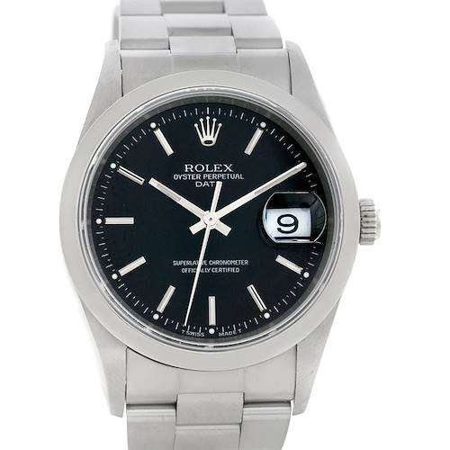 Photo of Rolex Date Mens Steel Black Dial Watch 15200