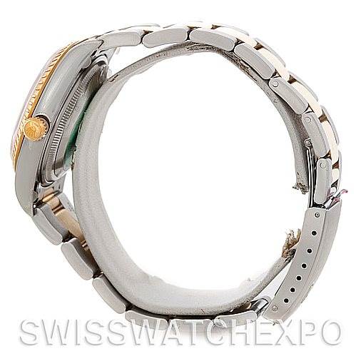 The image shows the side view of a Rolex Date 15223 Men's Steel and Gold (two tone) Silver Dial 15223 Men's Steel and Gold (two tone) Silver Dial model watch, highlighting the bracelet and part of the case.