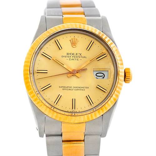 Photo of Rolex Date Mens Steel 18k Yellow Gold Watch 15000