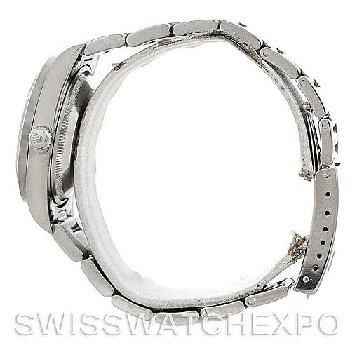 This side profile view shows the case, crown, and bracelet of the Rolex Date 15210 Men's Stainless Steel Silver Dial 15210 Men's Stainless Steel Silver Dial model.