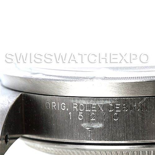 The image shows a close-up side view of the casing for a Date model Rolex watch, highlighting the engraved design.