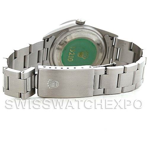 The image shows the back side and clasp of a Rolex Date 15210 Men's Stainless Steel White Dial 15210 Men's Stainless Steel White Dial model watch.