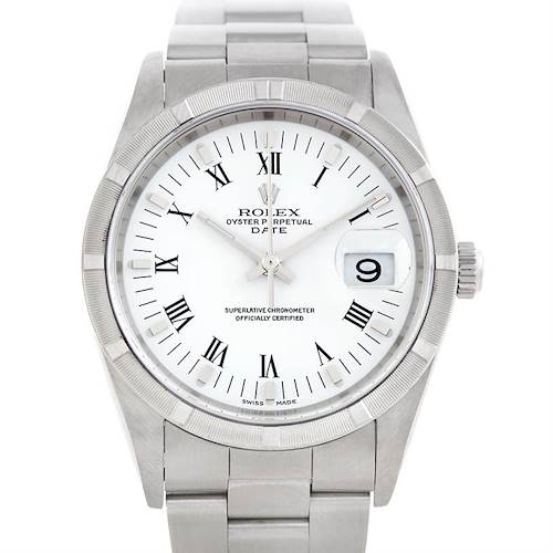 Photo of Rolex Date Mens Steel White Dial Watch 15210