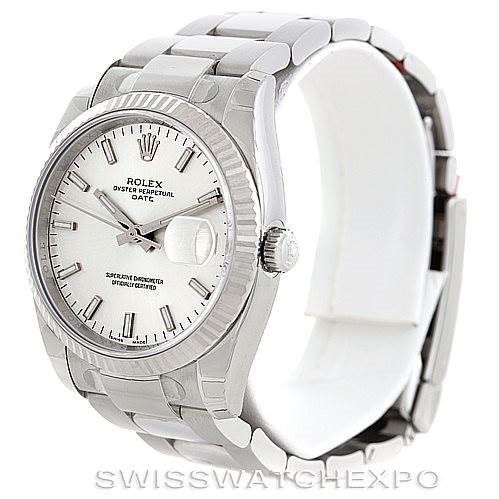 Rolex Date Mens Steel 18K Whie Gold Watch 115234 Unworn SwissWatchExpo