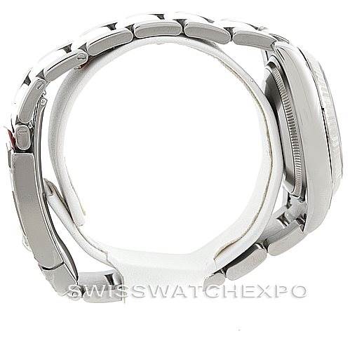 The image shows a side view of a Rolex Date 115234 Men's Stainless Steel Silver Dial 115234 Men's Stainless Steel Silver Dial model watch, highlighting the bracelet and case profile.