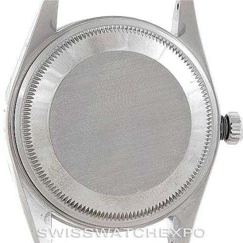 This image shows the case back and crown of a Rolex Date 15200 Men's Stainless Steel Black Dial 15200 Men's Stainless Steel Black Dial model watch from a rear angle.