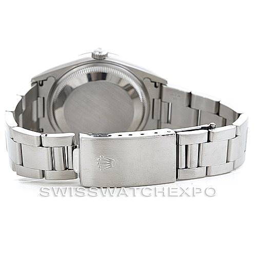 This image shows the clasp and caseback of a Rolex Date 15200 Men's Stainless Steel Black Dial 15200 Men's Stainless Steel Black Dial model watch.