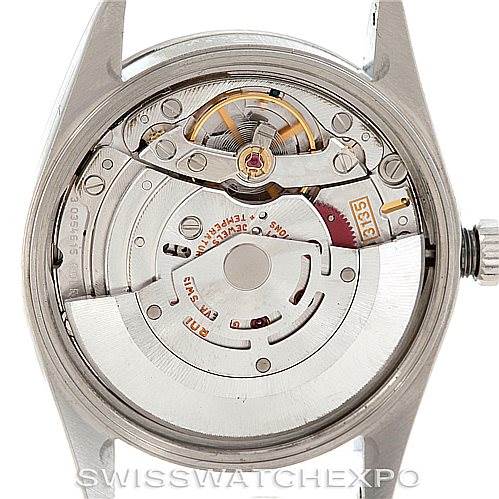 The image shows the back view of a Rolex Date 15200 Men's Stainless Steel Black Dial 15200 Men's Stainless Steel Black Dial model watch, highlighting its movement and internal mechanism.