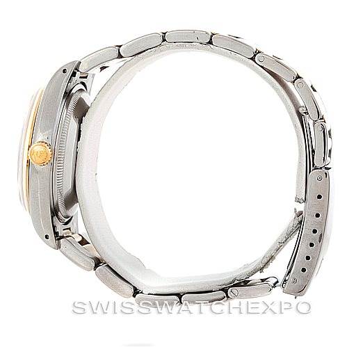 The image shows a side view of a Rolex Date 15203 Men's Steel and Gold (two tone) White Dial 15203 Men's Steel and Gold (two tone) White Dial model watch, highlighting the bracelet and profile of the case.