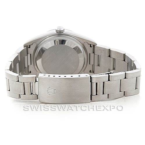 The image shows the back view of a Rolex Date 15200 Men's Stainless Steel Blue Dial 15200 Men's Stainless Steel Blue Dial model watch, highlighting its stainless steel case and bracelet.