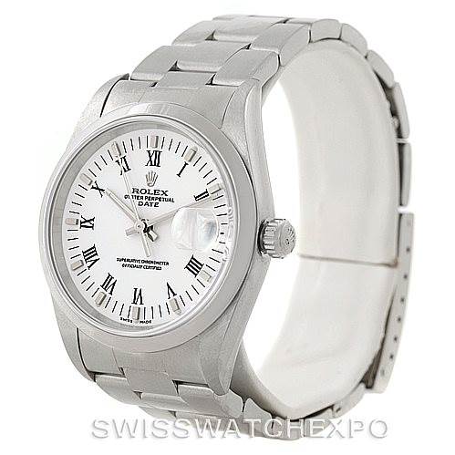 The image shows a Rolex Date 15200 Men's Stainless Steel White Dial 15200 Men's Stainless Steel White Dial model watch, displaying its face, bezel, crown, and part of the bracelet at a front angle.