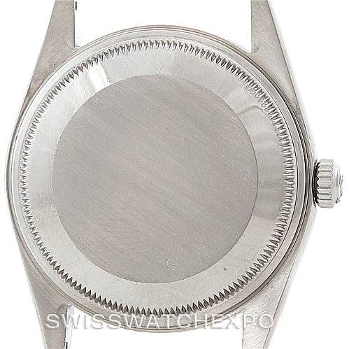 This image shows the back case and crown of a Rolex Date 15200 Men's Stainless Steel White Dial 15200 Men's Stainless Steel White Dial model watch.