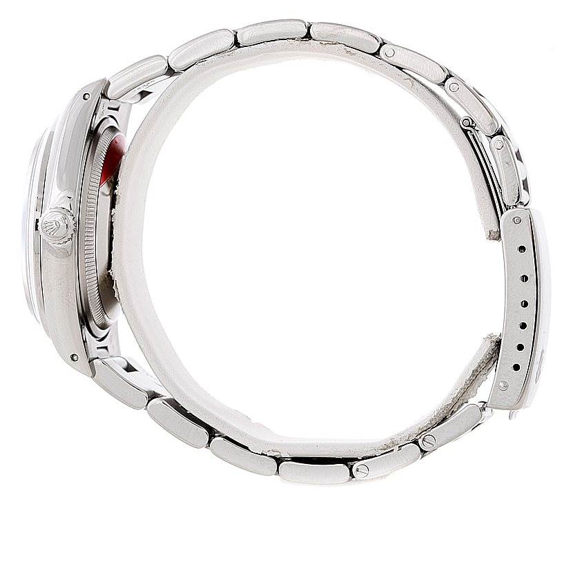 The image displays a side view of a Rolex Date 15200 Men's Stainless Steel Silver Dial 15200 Men's Stainless Steel Silver Dial watch, highlighting its crown, case, and bracelet.