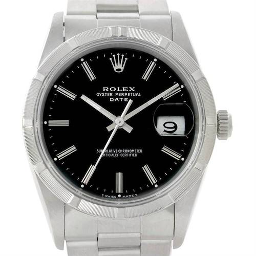 Photo of Rolex Date Mens Steel Black Dial Watch 15210