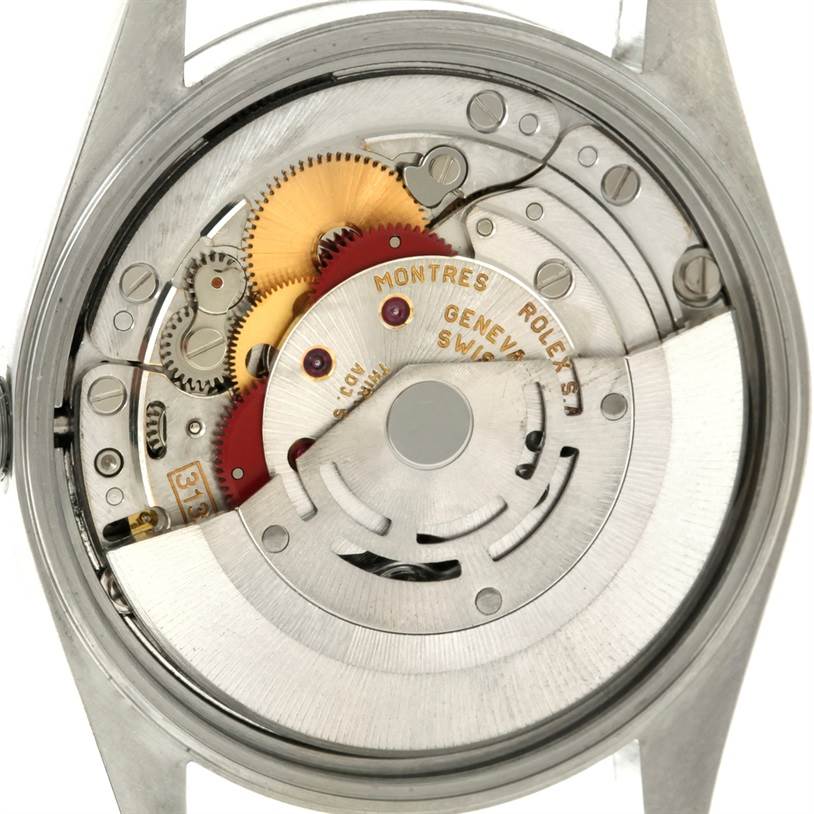This image shows an internal view of the movement mechanism of a Rolex Date 15200 Men's Stainless Steel White Dial 15200 Men's Stainless Steel White Dial model watch.