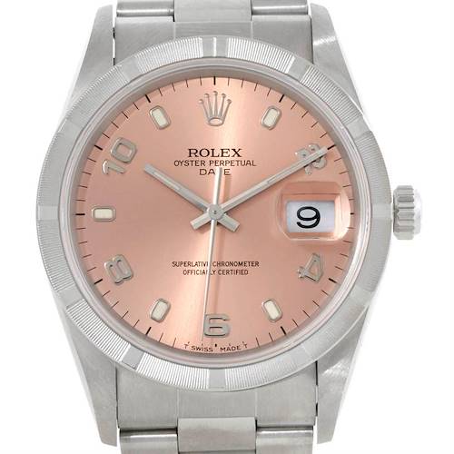 Photo of Rolex Date Mens Stainless Steel Salmon Dial Watch 15210